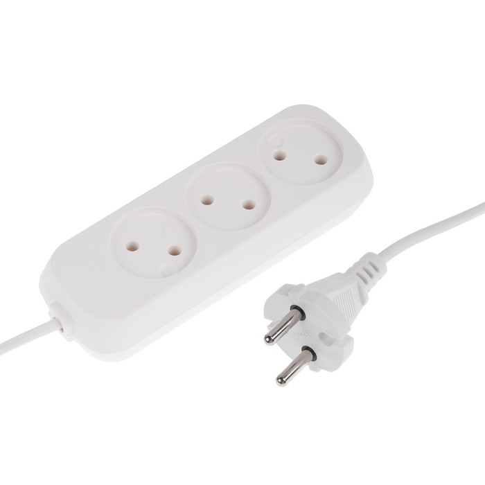 Удлинитель 3 розетки, 1.7 м, 6 А, 1300 Вт, ШВВП 2х0.5 мм2, без з/к, белый Удлинитель 3 розетки, 1.7 м, 6 А, 1300 Вт, ШВВП 2х0.5 мм2, без з/к, белый