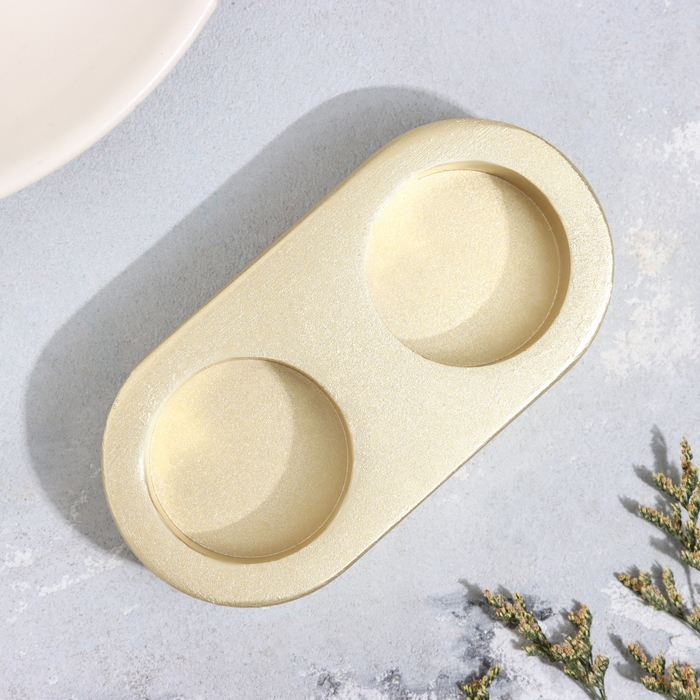 Подсвечник Подсвечник "Мрамор" из гипса для двух свечей овальный, 12х6х3см,золото