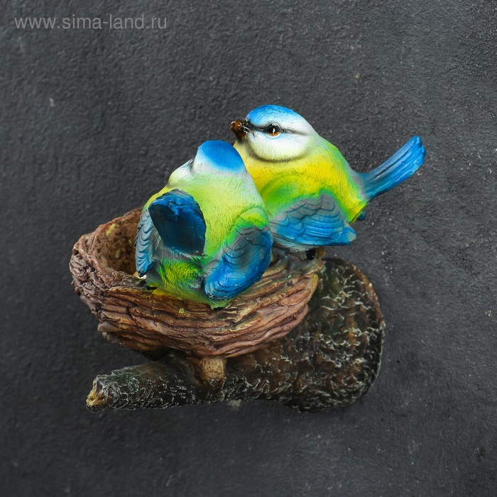 Подвесной декор  Подвесной декор "Гнездо с синицами" 15х12х12см