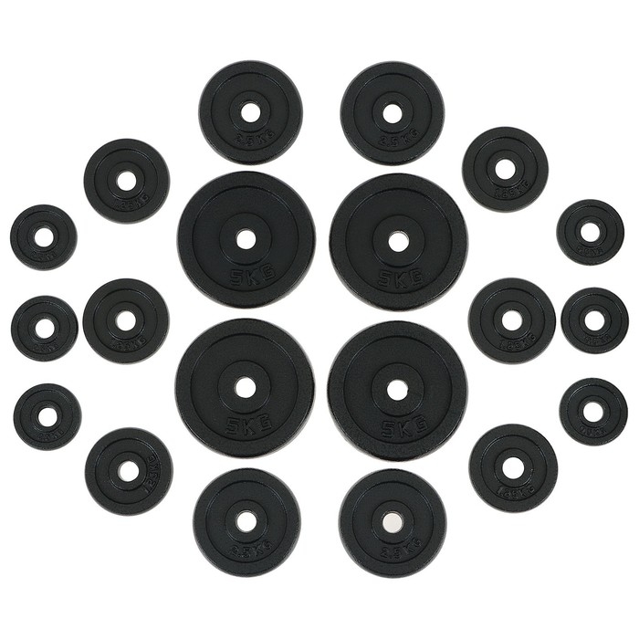 Набор ONLYTOP: 2 гантельных грифа, 1 гриф прямой 1,5 м, 20 дисков, вес 50 кг Набор ONLYTOP: 2 гантельных грифа, 1 гриф прямой 1,5 м, 20 дисков, вес 50 кг