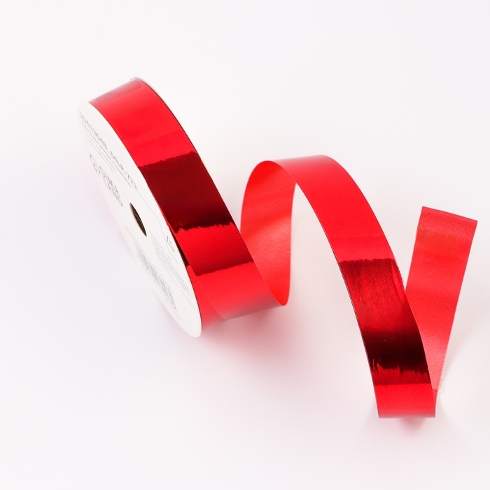 Лента для декора и подарков, Лента для декора и подарков, "Металлик", красный, 2 см х 50 м