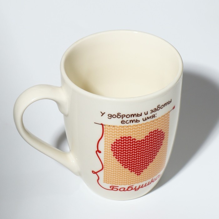 Кружка керамическая с ложкой «Бабушка», 310 мл, цвет белый Кружка керамическая с ложкой «Бабушка», 310 мл, цвет белый