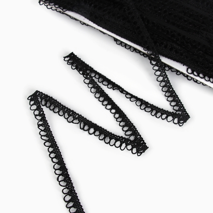 Тесьма черная с фестонами, 1,1 см, намотка 50 м Тесьма черная с фестонами, 1,1 см, намотка 50 м