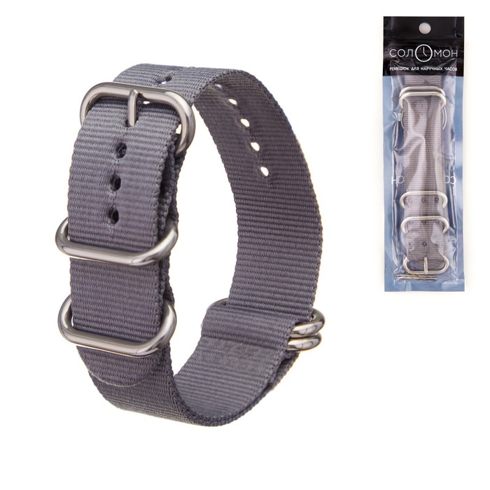Ремешок для часов Ремешок для часов "Соломон", 24 мм, l-27 см, серый