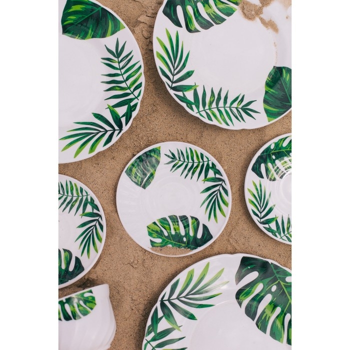 Тарелка обеденная Avvir «Лист папоротника», d=25 см, стеклокерамика, цвет белый Тарелка обеденная Avvir «Лист папоротника», d=25 см, стеклокерамика, цвет белый