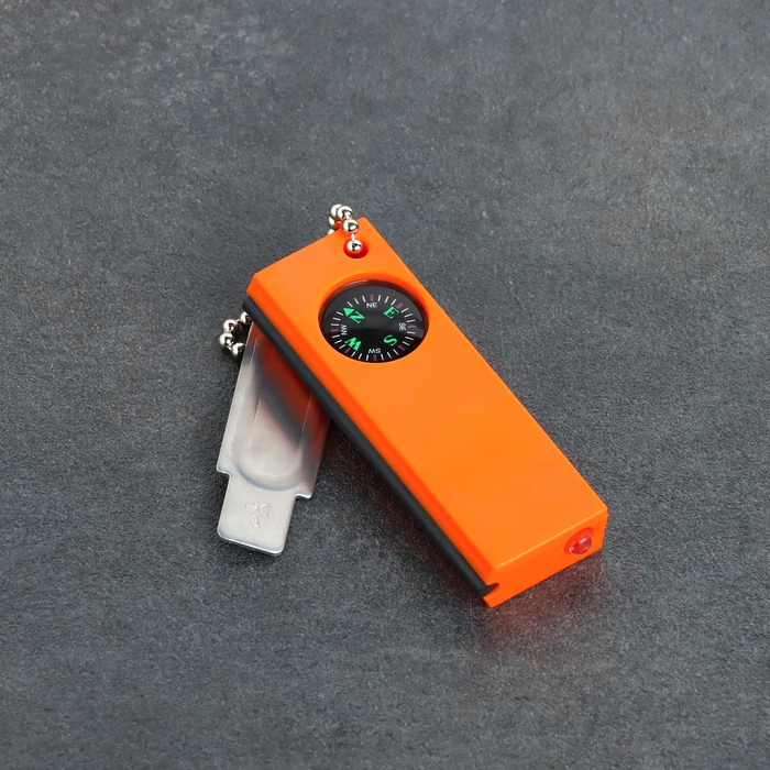 Огниво туристическое, с компасом, фонариком, 8 см