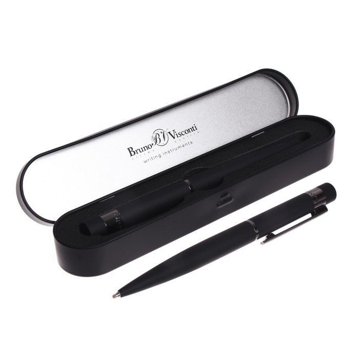 Ручка шариковая поворотная, 1.0 мм, Bruno Visconti VERONA, стержень синий, чёрный металлический корпус, в металлическом футляре Ручка шариковая поворотная, 1.0 мм, Bruno Visconti VERONA, стержень синий, чёрный металлический корпус, в металлическом футляре