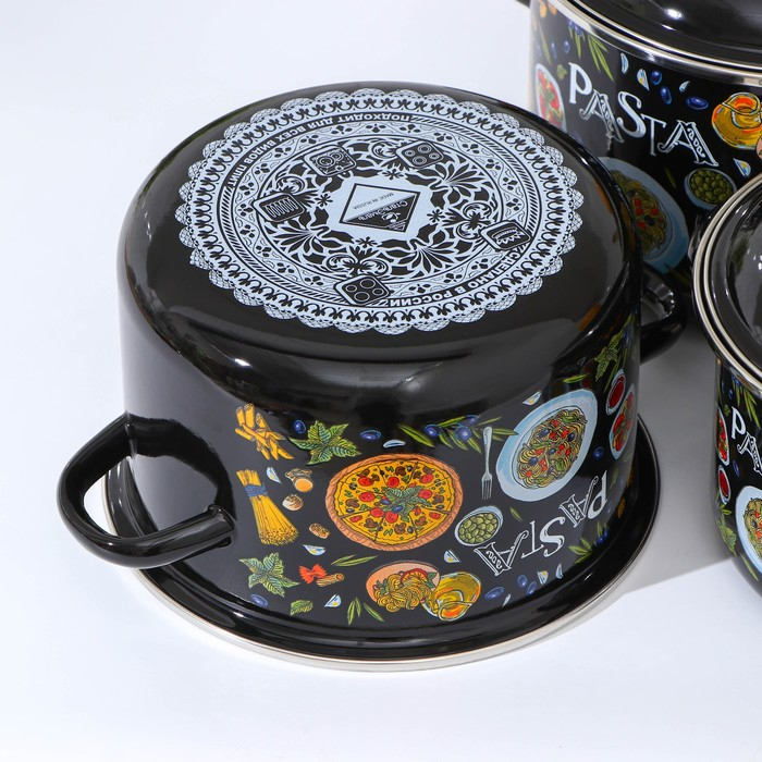 Набор эмалированных кастрюль Pasta, 3 предмета: 2 л, 3 л, 4 л, индукция