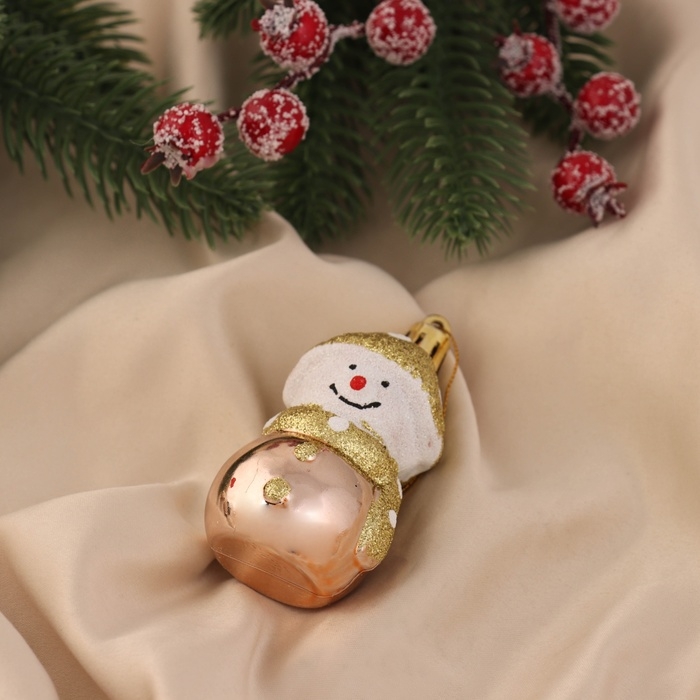 Украшение ёлочное Украшение ёлочное "Улыбчивый снеговик" (набор 2 шт) 8х3,5 см, золото
