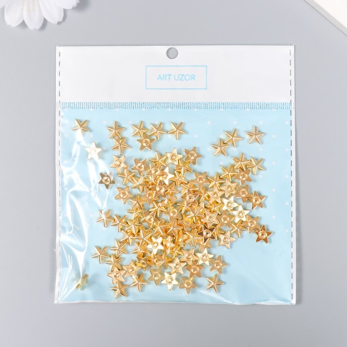 Декор для творчества пластик Декор для творчества пластик "Звёзды" золото набор 100 шт 1х1 см