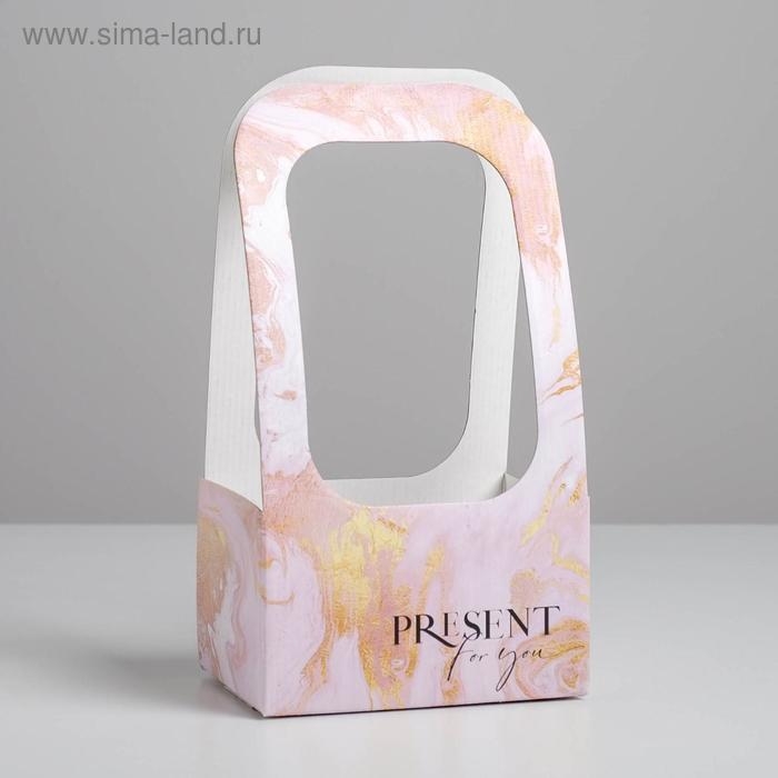 Коробка-переноска для цветов «Мрамор», 17 × 12 × 32 см Коробка-переноска для цветов «Мрамор», 17 × 12 × 32 см