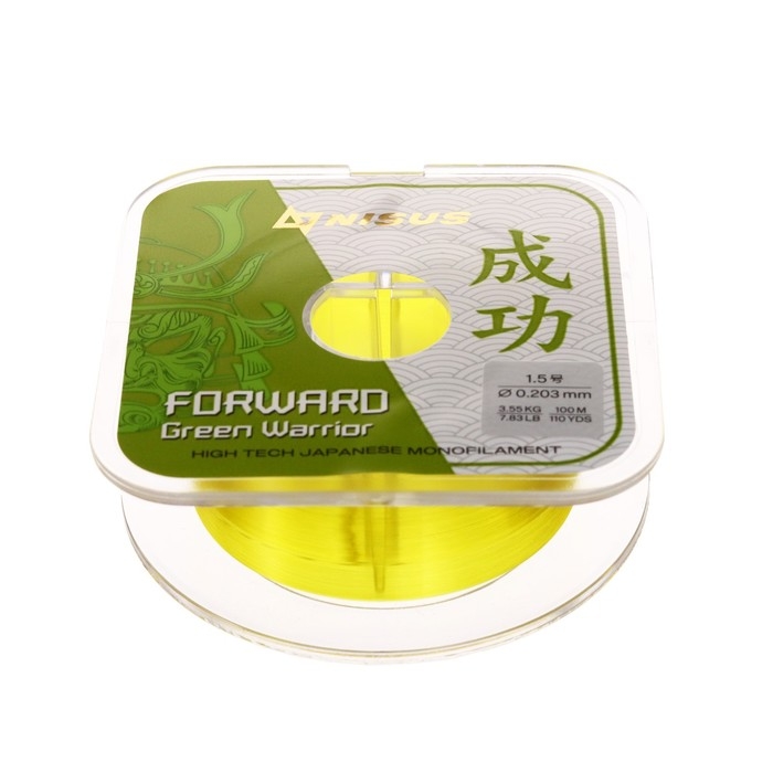Леска NISUS FORWARD Warrior, диаметр 0.203 мм, тест 3.55 кг, 100 м, зелёная Леска NISUS FORWARD Warrior, диаметр 0.203 мм, тест 3.55 кг, 100 м, зелёная