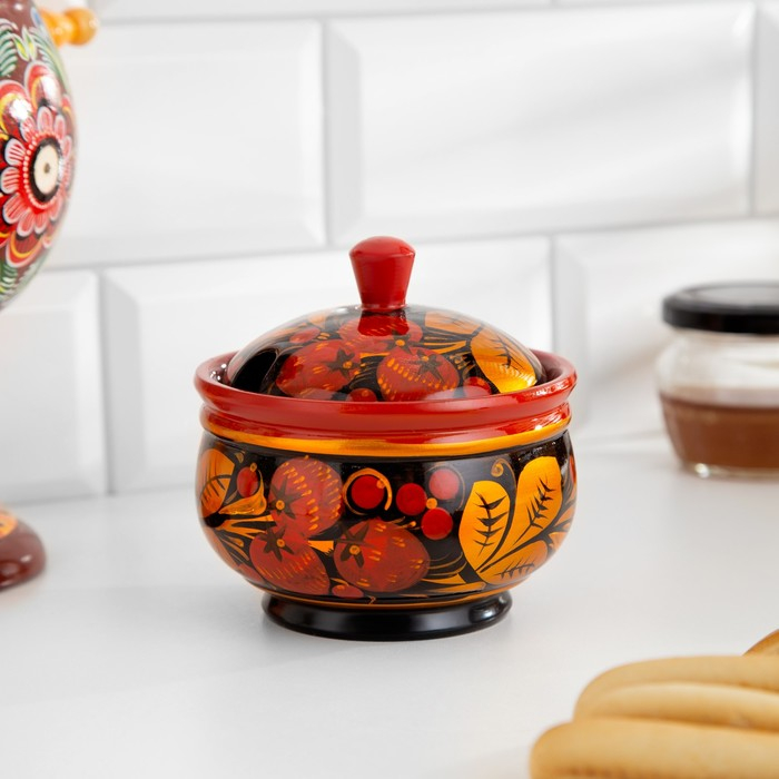 Сахарница «Ягодка», малая, 9×9 см, хохлома Сахарница «Ягодка», малая, 9×9 см, хохлома