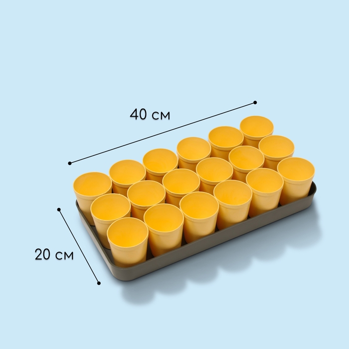 Набор для рассады: стаканы по 250 мл (18 шт.), поддон 40 × 20 см, цвет МИКС, Greengo Набор для рассады: стаканы по 250 мл (18 шт.), поддон 40 × 20 см, цвет МИКС, Greengo
