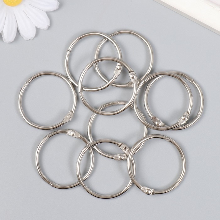 Кольца для творчества для фотоальбомов Кольца для творчества для фотоальбомов "Серебро" внутр. d= 3 см внешн. d=3,4 см набор 10 шт