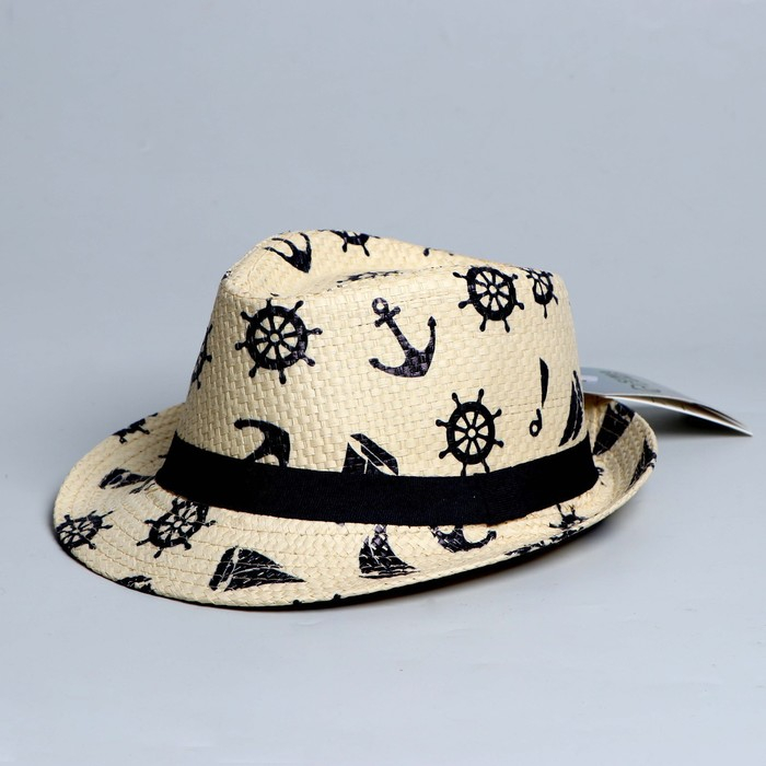 Панама детская соломенная для мальчика «Морская»,р-р 52-54 Панама детская соломенная для мальчика «Морская»,р-р 52-54