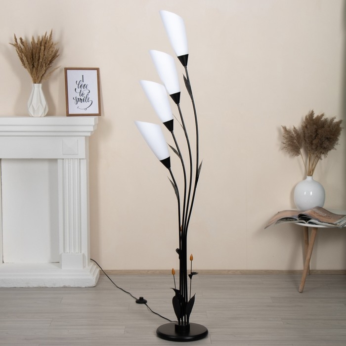 Торшер  Торшер "Ариадна" 4хЕ27 15Вт чёрно-белый h.170 см