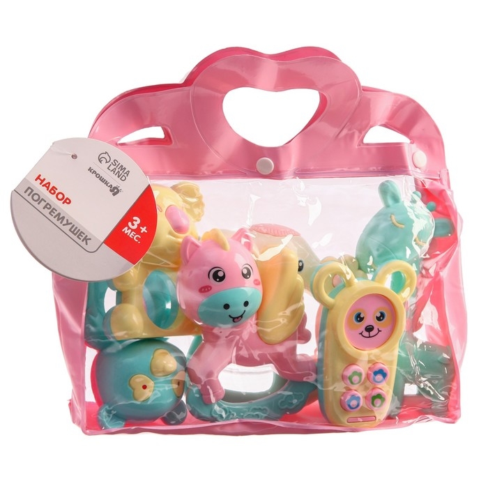 Набор погремушек «Нежность», в сумочке, 6 шт, Крошка Я Набор погремушек «Нежность», в сумочке, 6 шт, Крошка Я