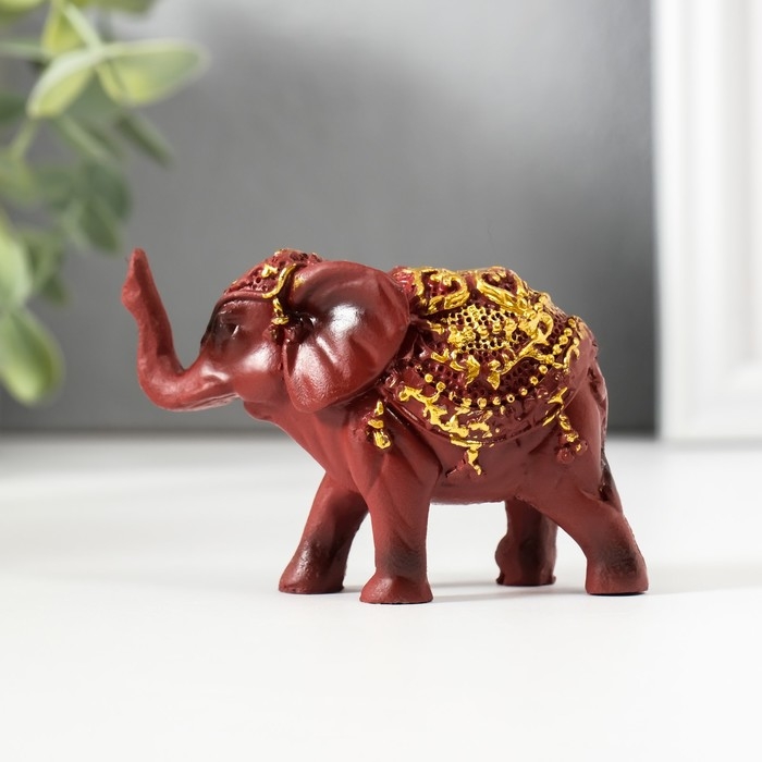Сувенир полистоун Сувенир полистоун "Слонёнок в золотой попоне с красным камнем" набор 4 шт 7,5x3x5 см