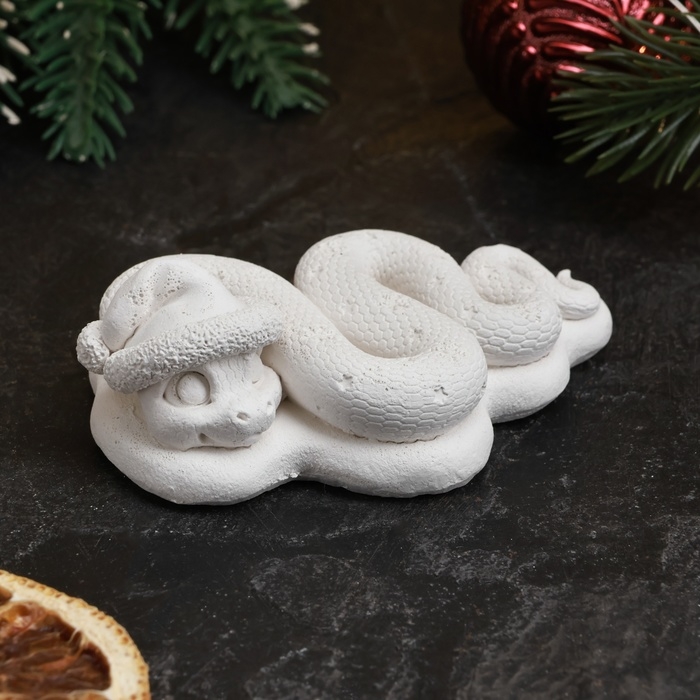 Новый год. Символ 2025. Фигура для раскраски  Новый год. Символ 2025. Фигура для раскраски "Змея в колпаке", 8,5 х 6 х 3 см