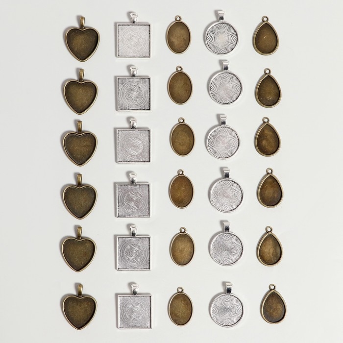 Набор для создания украшений из эпоксидеой смолы, форма, кулоны 5 видов по 5 штук Набор для создания украшений из эпоксидеой смолы, форма, кулоны 5 видов по 5 штук