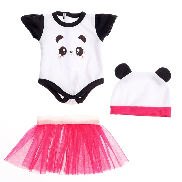 Одежда для пупсов «Панда», боди, юбочка и шапочка Одежда для пупсов «Панда», боди, юбочка и шапочка