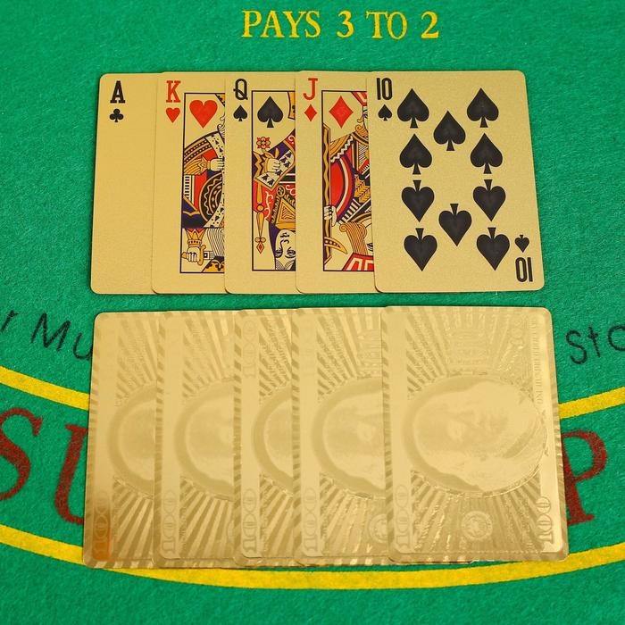 Карты игральные пластиковые  Карты игральные пластиковые "100 долларов", 54 шт, 30 мкм, 8.5 x 4,5 см, в шкатулке