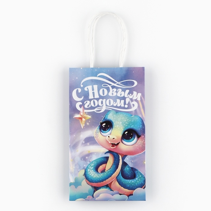 Пакет подарочный новогодний «Сказочный», змея, белый крафт, 12 х 21 х 9 см Пакет подарочный новогодний «Сказочный», змея, белый крафт, 12 х 21 х 9 см
