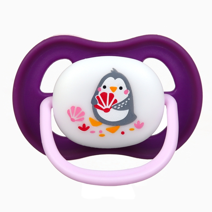 Набор: Соска - пустышка с держателем «Пингвинчик», анатомическая +6 мес, цвет фиолетовый Набор: Соска - пустышка с держателем «Пингвинчик», анатомическая +6 мес, цвет фиолетовый