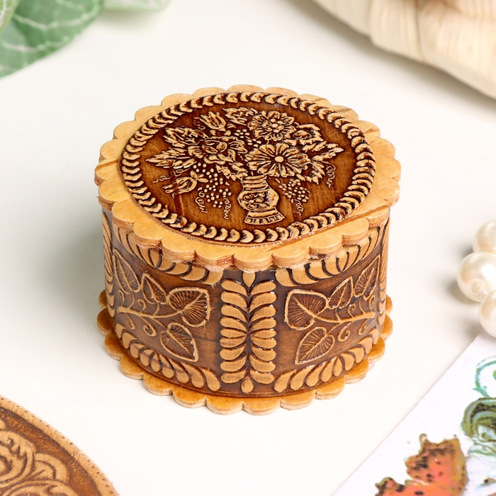 Шкатулка  Шкатулка "Букет", 40 х 25 мм, береста