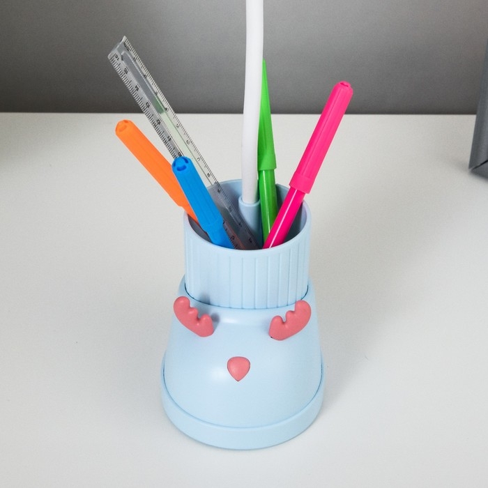 Лампа настольная  Лампа настольная "Ботинок лось" LED 3 режима 3Вт USB органайзер синий 8х11х31 см RISALUX