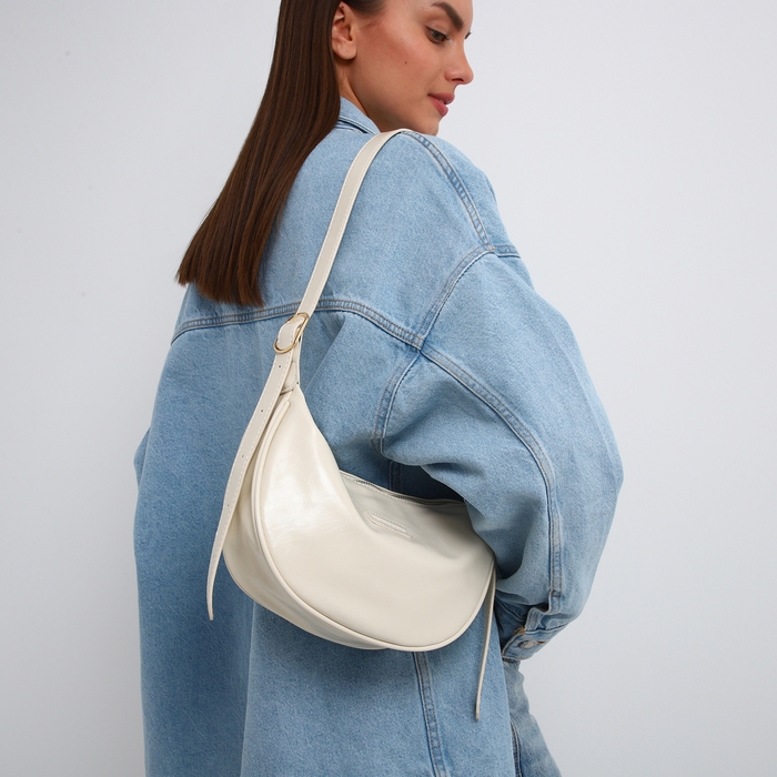 Сумка женская, багет, на молнии, цвет молочный Сумка женская, багет, на молнии, цвет молочный