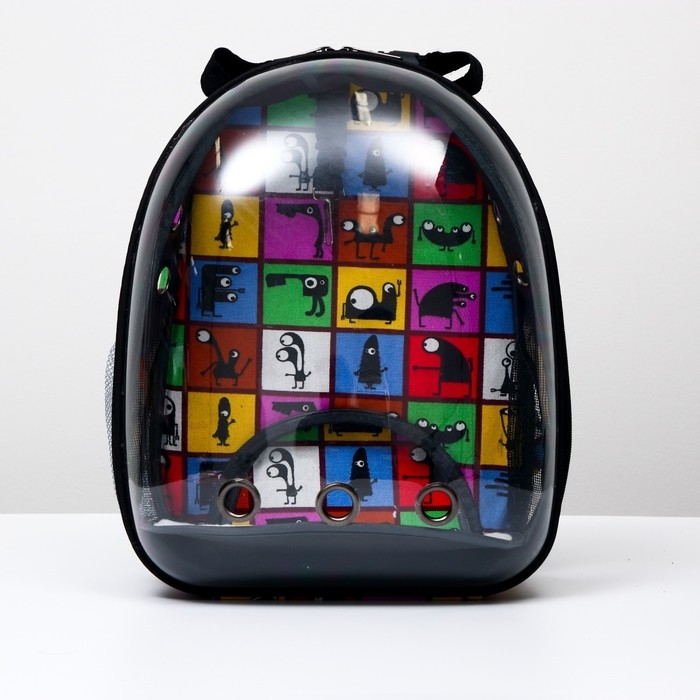 Рюкзак для переноски кошек и собак  Рюкзак для переноски кошек и собак "Глазастики", прозрачный, 31 х 28 х 42 см