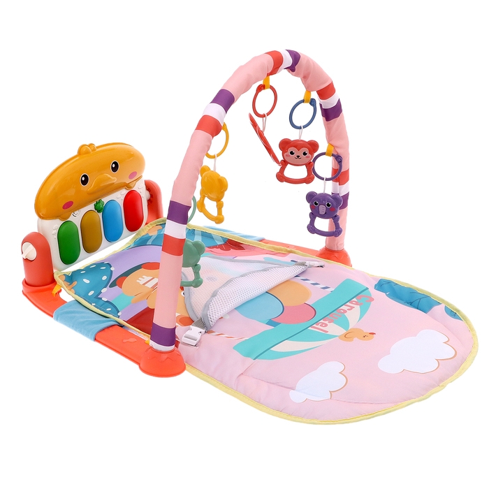 Набор 2 в 1 качель и коврик «Утёнок», световые, звуковые эффекты, цвет розовый