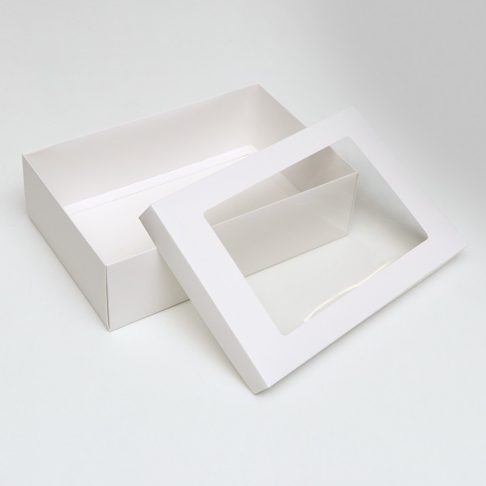 Коробка подарочная складная, упаковка, «Белая», с окном 30 х 20 х 9 см Коробка подарочная складная, упаковка, «Белая», с окном 30 х 20 х 9 см