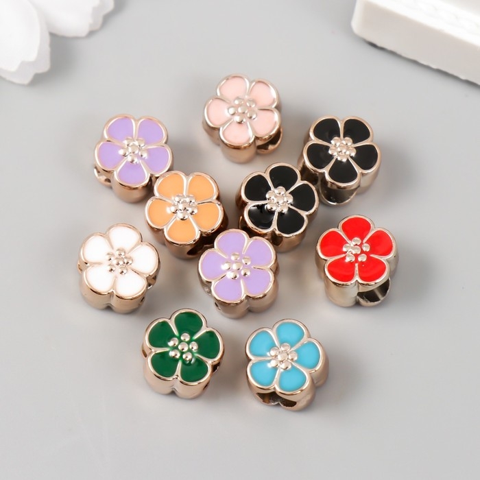 Бусины для творчества пластик Бусины для творчества пластик "Цветок яркая серединка" МИКС набор 10 шт 1,1х1 см