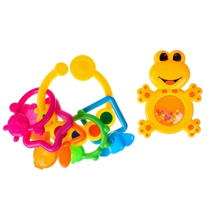 Набор погремушек «Лягушка и гусеничка - цепочка», 2 шт., Крошка Набор погремушек «Лягушка и гусеничка - цепочка», 2 шт., Крошка