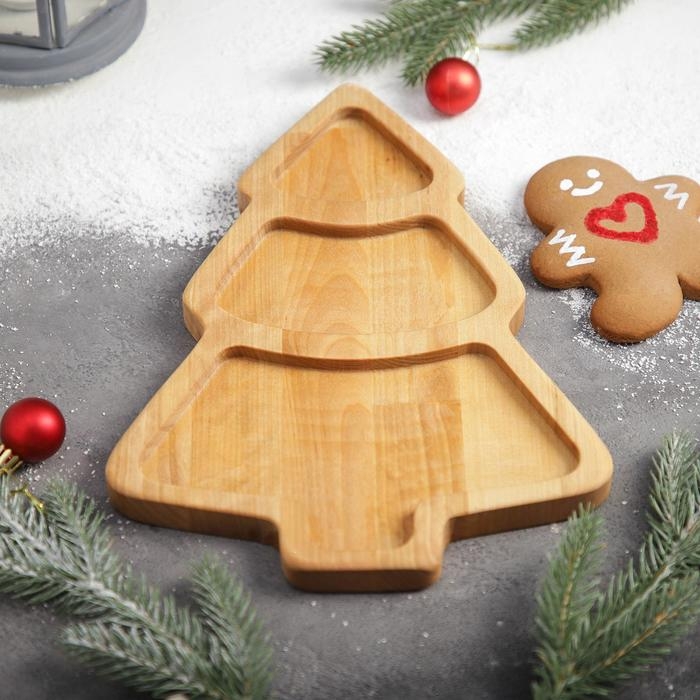 Менажница Доляна «Ёлка», 3 секции, 30х20х1,8 см, пропитана маслом, берёза Менажница Доляна «Ёлка», 3 секции, 30х20х1,8 см, пропитана маслом, берёза