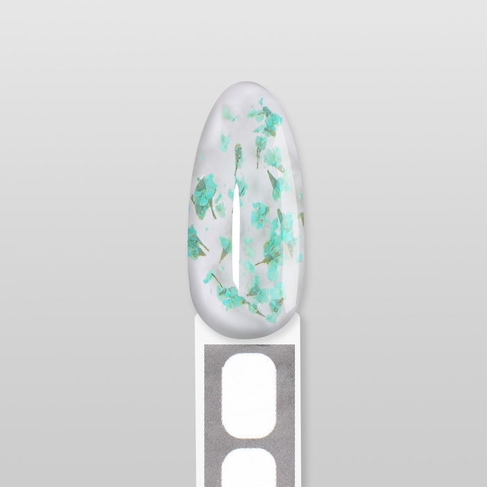 Гель для наращивания, с сухоцветами, 3-х фазный, 9 гр, LED/UV, цвет прозрачный/бирюзовый