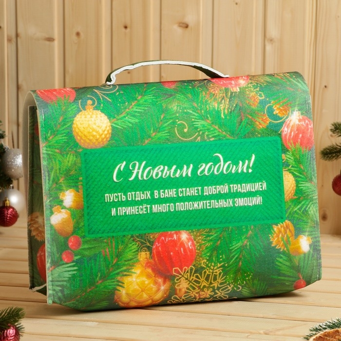 Банный набор в портфеле  Банный набор в портфеле "С новым годом", зеленый