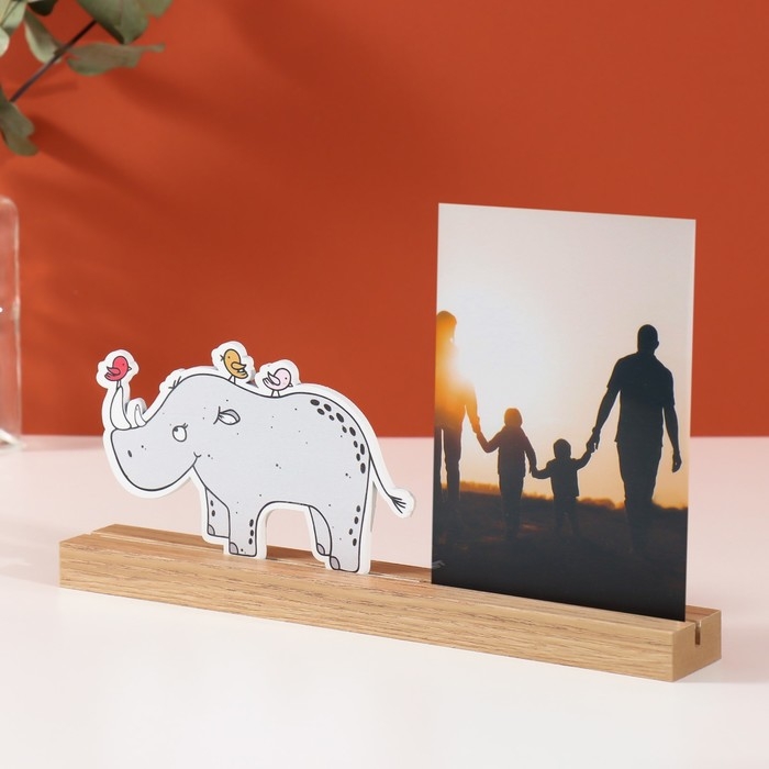 Фоторамка дерево, акрил 10х15 см  Фоторамка дерево, акрил 10х15 см "Носорог с птичками" 4х27,3х14 см