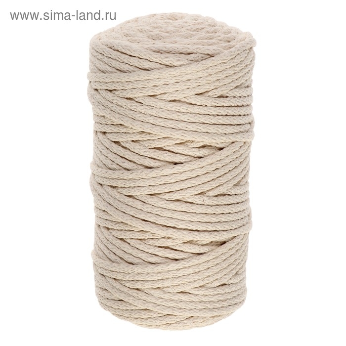 Шнур для вязания "Пухлый" 100% хлопок ширина 5мм 100м (суровый)