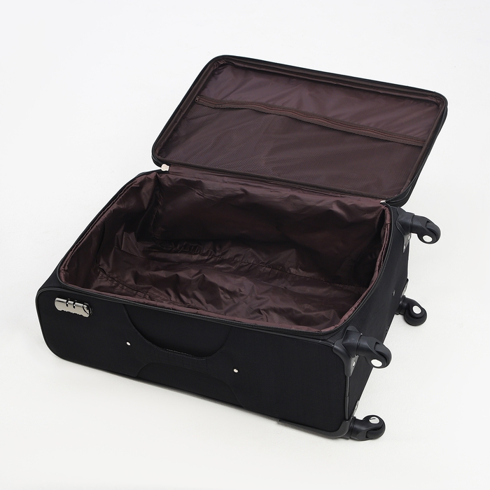 Чемодан большой 95 л (L), отдел на молнии, с расширением, кодовый замок, 4 колеса, 2 наружных кармана, цвет чёрный Чемодан большой 95 л (L), отдел на молнии, с расширением, кодовый замок, 4 колеса, 2 наружных кармана, цвет чёрный