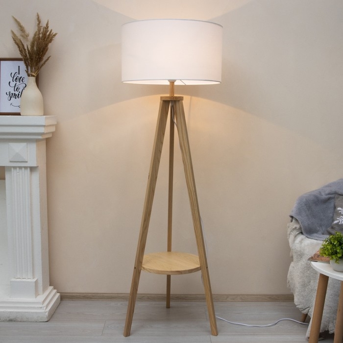 Торшер 19037/1 E27 40Вт светлое дерево-белый 44х51х123 см