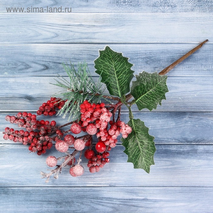 Декор  Декор "Зимние грезы" калина красная ягодки в снегу, 24 см