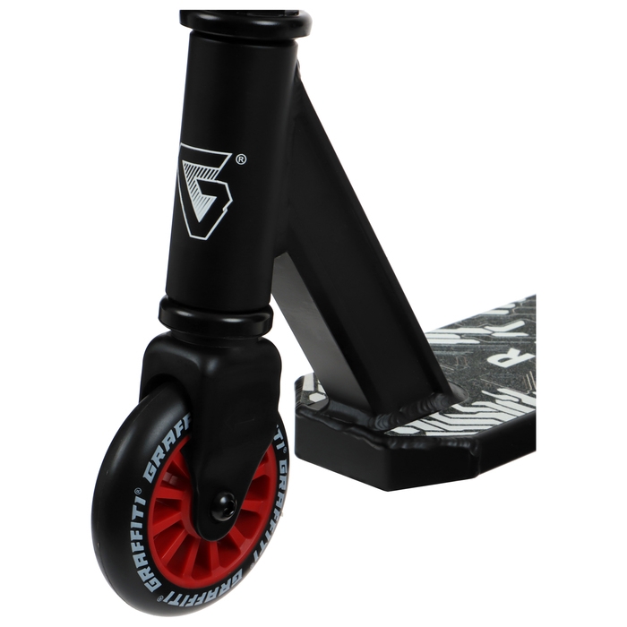 Самокат трюковой GRAFFITI Clever 24, колёса PU 100 мм, резьбовая компрессия, ABEC 9 Chrom, цвет чёрный Самокат трюковой GRAFFITI Clever 24, колёса PU 100 мм, резьбовая компрессия, ABEC 9 Chrom, цвет чёрный