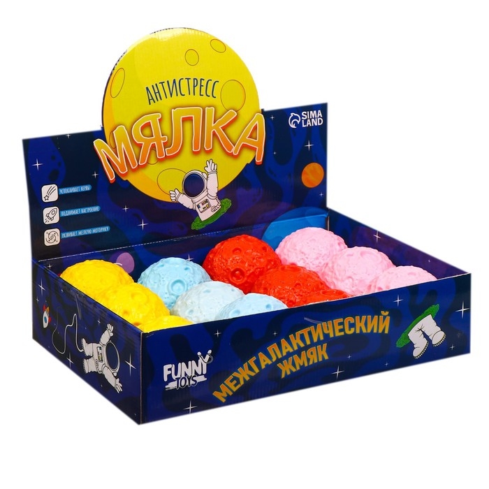 Антистресс сквиш мялка «Космонавт», цвета МИКС, в шоубоксе Антистресс сквиш мялка «Космонавт», цвета МИКС, в шоубоксе