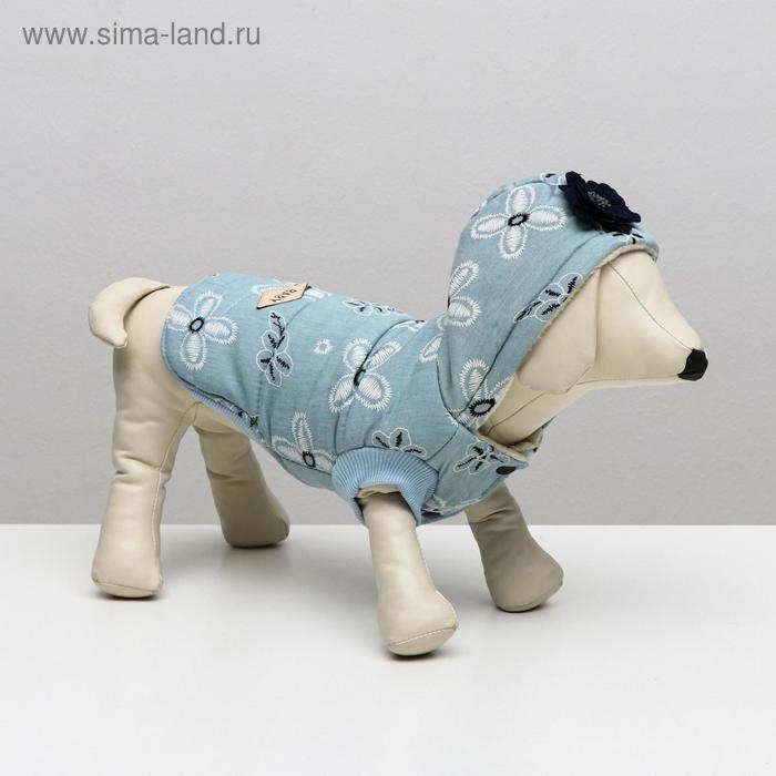 Куртка для собак с цветами, S (ДС 20 см, ОШ 23 см, ОГ 32 см), голубая Куртка для собак с цветами, S (ДС 20 см, ОШ 23 см, ОГ 32 см), голубая