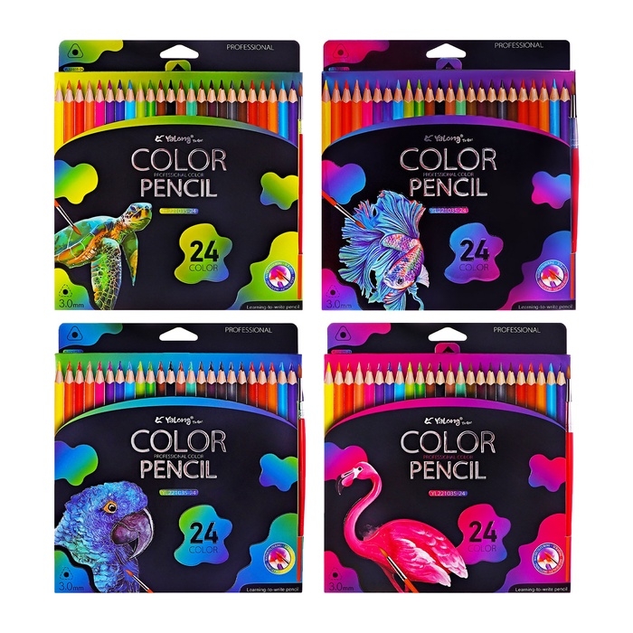 Карандаши акварельные 24 цвета, в картонной коробке, треугольные, дер,с кис,Животные МИКС Карандаши акварельные 24 цвета, в картонной коробке, треугольные, дер,с кис,Животные МИКС