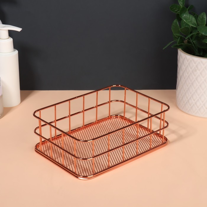 Органайзер для хранения косметических принадлежностей &laquo;РАФАЭЛЬ&raquo;, 17 &times; 12 &times; 5,7 см, цвет бронзовый